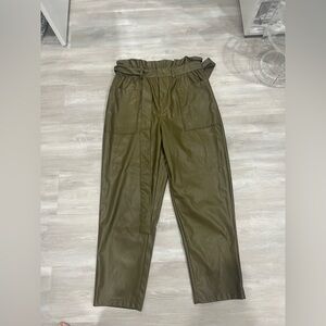 Who What Wear Khaki Faux Leather Trousers